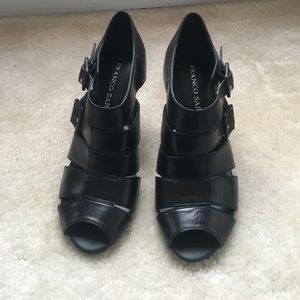 Black leather sandals